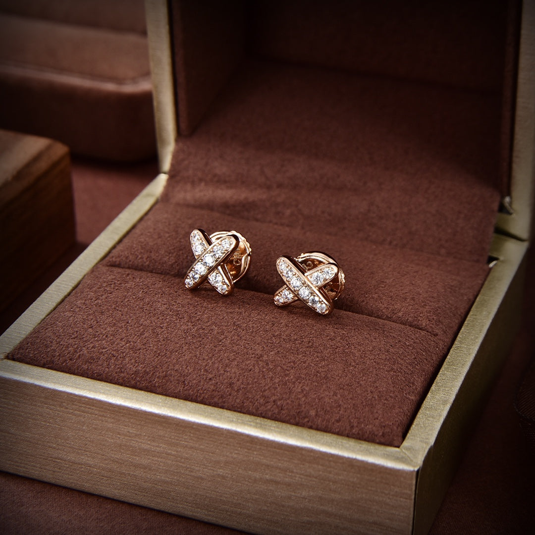[GALE]JEUX DE GOLD DIAMOND EARRINGS