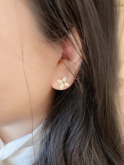 [GALE]STAR BLOSSOM STUD EARRINGS PINK GOLD DIAMONDS