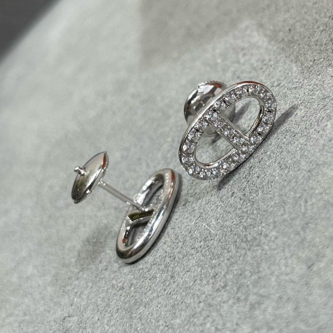 [GALE]HM FULL DIAMOND PIG NOSE STUD EARRINGS