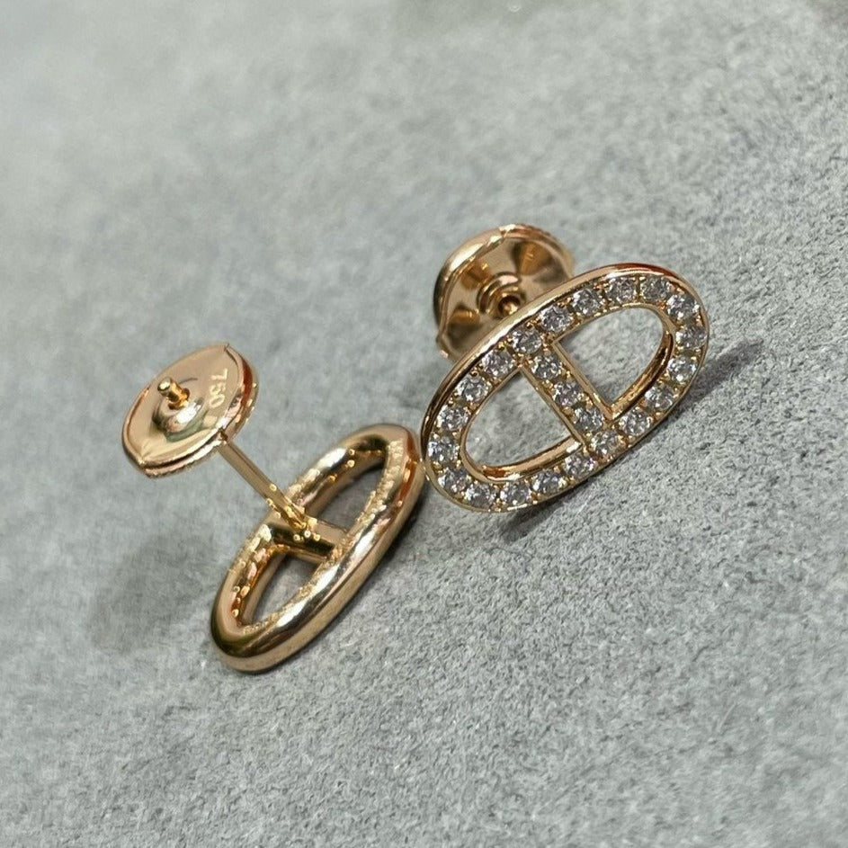 [GALE]HM FULL DIAMOND PIG NOSE STUD EARRINGS