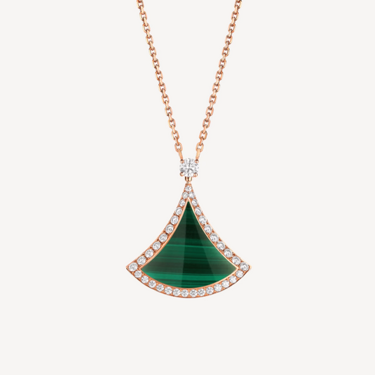 [GALE]DREAM MALACHITE DIAMOND PAVED PINK GOLD NECKLACE