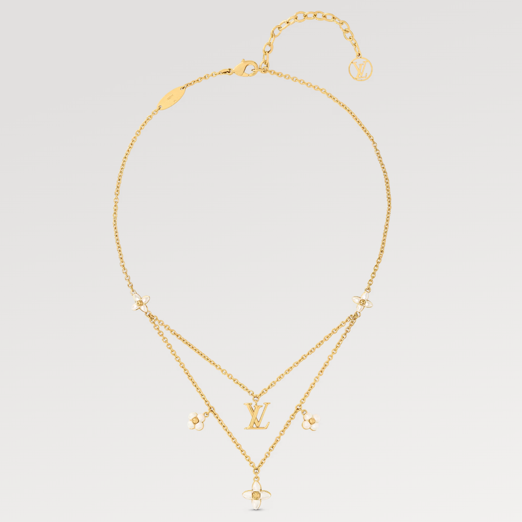 [GALE]FLOWERGRAM GOLD MOP DOUBLE ROW NECKLACE