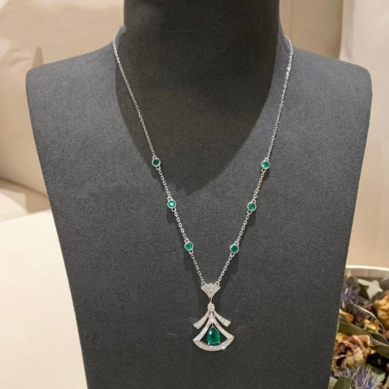 [GALE]DREAM NECKLACE MALACHITE DIAMOND SILVER