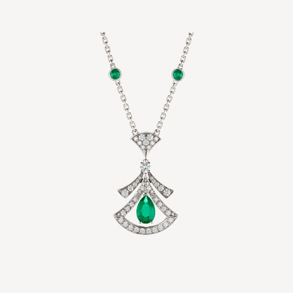 [GALE]DREAM NECKLACE MALACHITE DIAMOND SILVER
