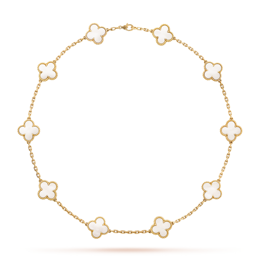 [GALE]CLOVER 10 MOTIFS WHITE MOTHER OF PEARL NECKLACE