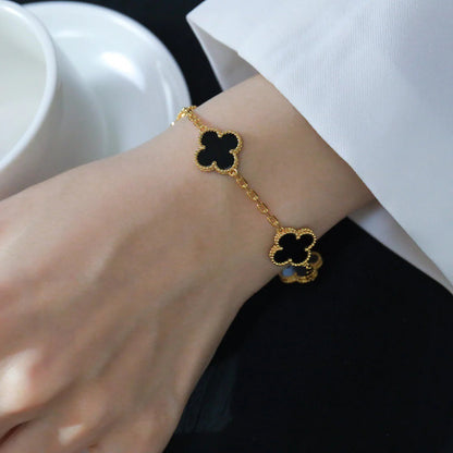 [GALE]CLOVER  5 MOTIFS BLACK ONYX BRACELET