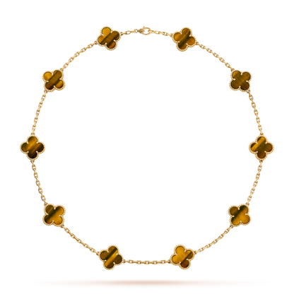 [GALE]CLOVER 10 MOTIFS TIGER EYE NECKLACE