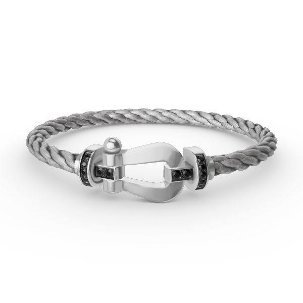 [GALE]FORCE LARGE HORSESHOE BLACK DIAMOND BRACELET SILVER