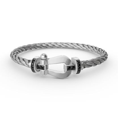 [GALE]FORCE LARGE HORSESHOE BLACK DIAMOND BRACELET SILVER