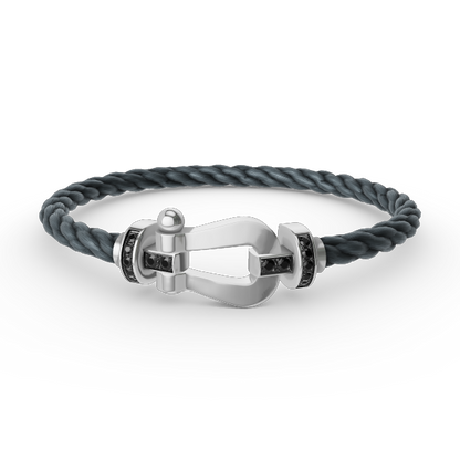 [GALE]FORCE LARGE HORSESHOE BLACK DIAMOND BRACELET SILVER