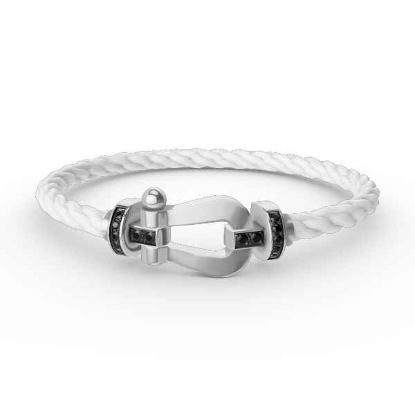 [GALE]FORCE LARGE HORSESHOE BLACK DIAMOND BRACELET SILVER