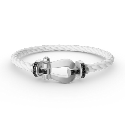 [GALE]FORCE LARGE HORSESHOE BLACK DIAMOND BRACELET SILVER