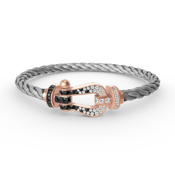 [GALE]FORCE LARGE HORSESHOE BLACK WHITE DIAMOND BRACELET ROSE GOLD