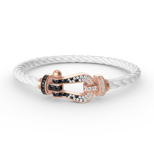 [GALE]FORCE LARGE HORSESHOE BLACK WHITE DIAMOND BRACELET ROSE GOLD