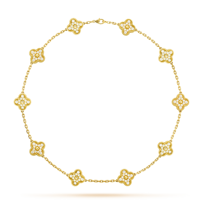 [GALE]]CLOVER 10 MOTIFS DIAMOND NECKLACE