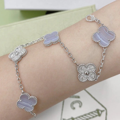 [GALE] CLOVER 5 MOTIF PURPLE CHALCEDONY BRACELET COLLECTION