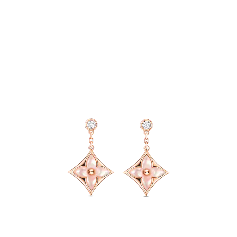 [GALE]DOUBLE STAR PINK GOLD MOP DROP EARRINGS