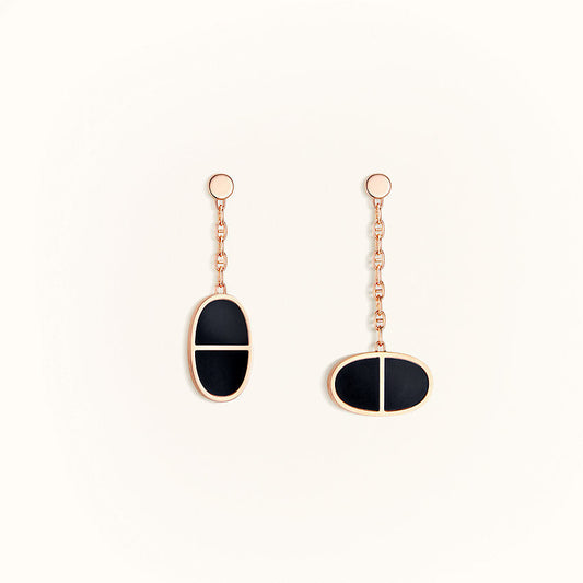 [GALE]CHAINE VERSO BLACK CERAMIC EARRINGS