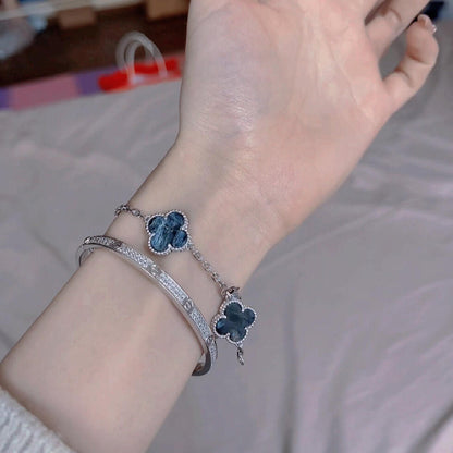 [GALE]CLOVER 5 MOTIF PIETERSITE SILVER BRACELET