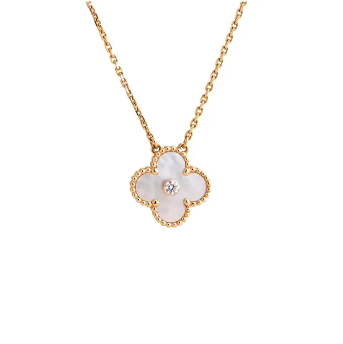 [GALE]CLOVER 15MM DIAMOND WHITE FRITILLARIA NECKLACE