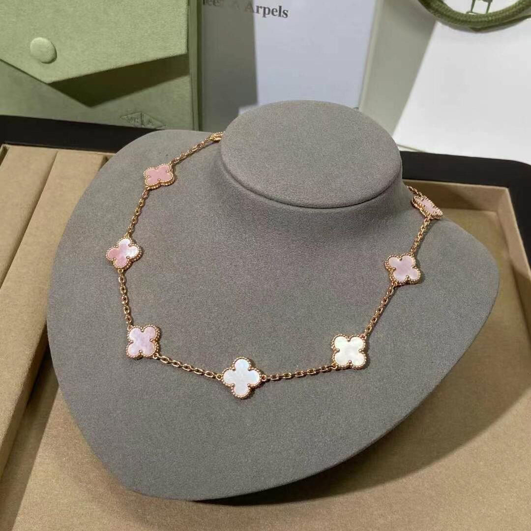 [GALE]CLOVER 10 MOTIFS PINK MOP NECKLACE