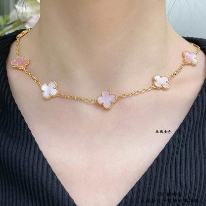 [GALE]CLOVER 10 MOTIFS PINK MOP NECKLACE