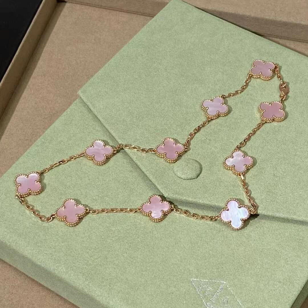 [GALE]CLOVER 10 MOTIFS PINK MOP NECKLACE