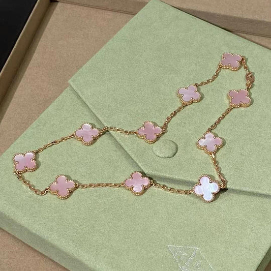 [GALE]CLOVER 10 MOTIFS PINK MOP NECKLACE