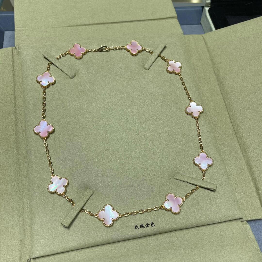 [GALE]CLOVER 10 MOTIFS PINK MOP NECKLACE