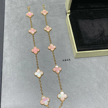 [GALE]CLOVER 10 MOTIFS PINK MOP NECKLACE