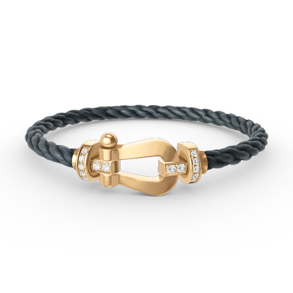 [GALE]FORCE LARGE HORSESHOE HALF DIAMOND BRACELET GOLD