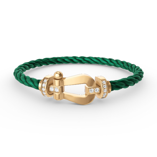 [GALE]FORCE LARGE HORSESHOE HALF DIAMOND BRACELET GOLD