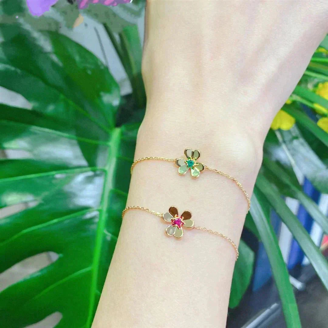 [NOVO]FRIVOLE GOLD BLUME ROSA MALACHIT ARMBAND