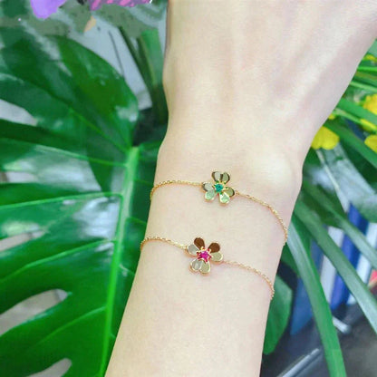 [NOVO]FRIVOLE GOLD BLUME ROSA MALACHIT ARMBAND
