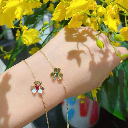 [NOVO]FRIVOLE GOLD BLUME ROSA MALACHIT ARMBAND