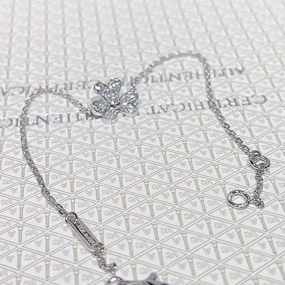 [NEU]FRIVOLE SILBERNE BLUMEN-DIAMANT-ARMBAND 