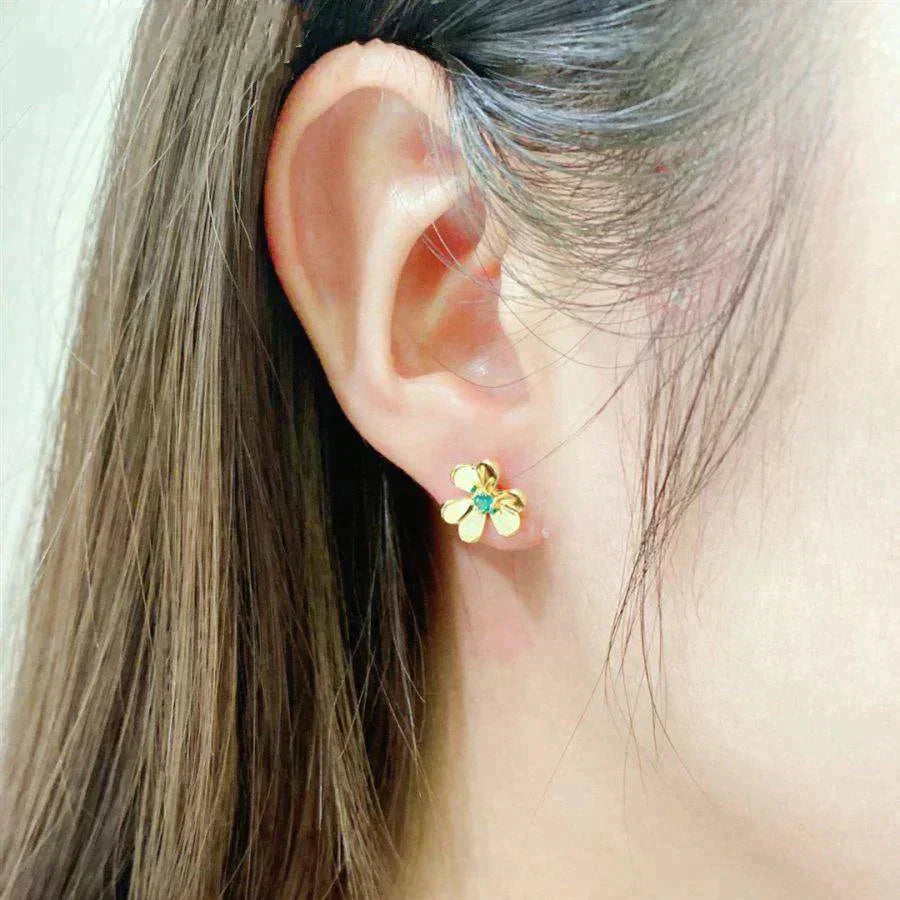 [GALE]FRIVOLE  FLOWER MALACHITE EARRINGS