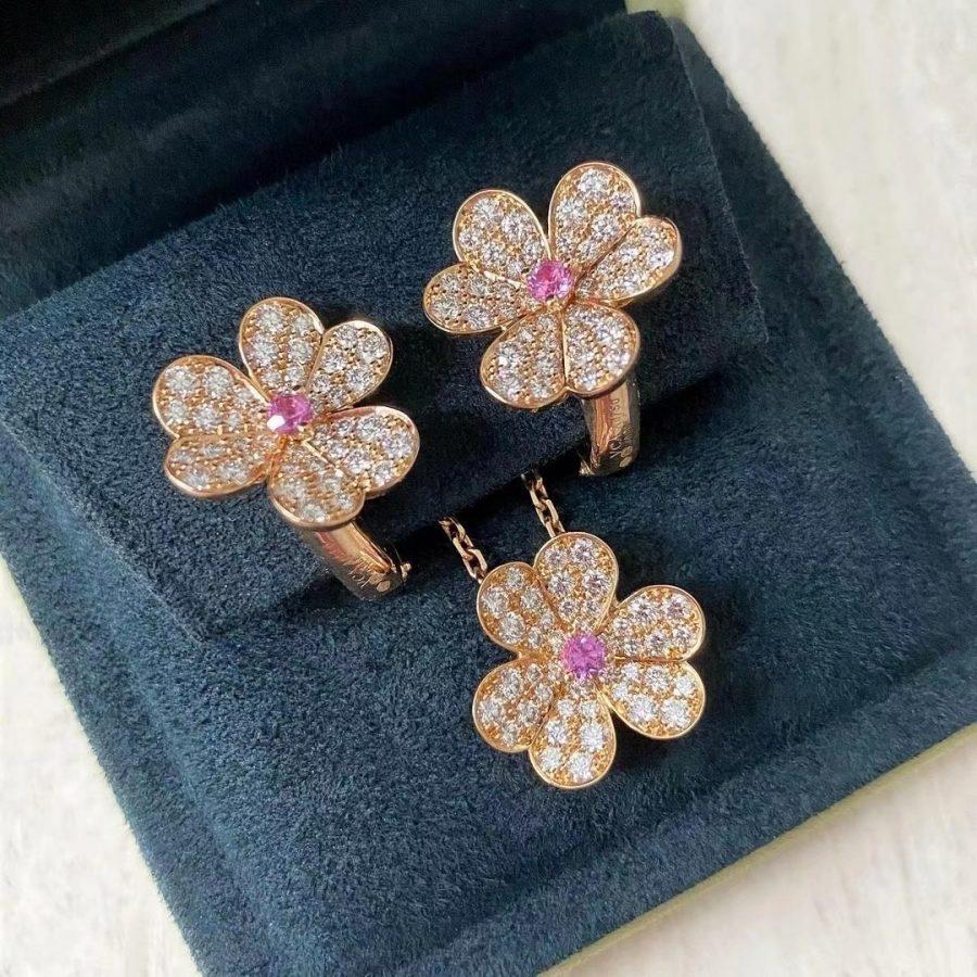 [GALE]FRIVOLE PINK GOLD FLOWER DIAMOND EARRINGS