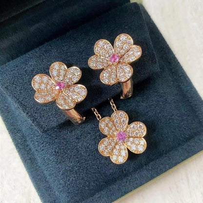 [GALE]FRIVOLE PINK GOLD FLOWER DIAMOND EARRINGS