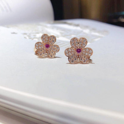 [GALE]FRIVOLE PINK GOLD FLOWER DIAMOND EARRINGS