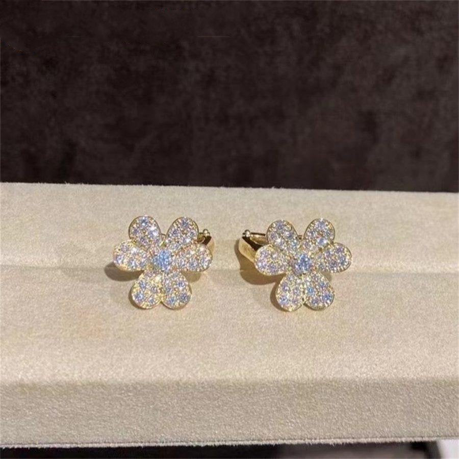 [GALE]FRIVOLE GOLD FLOWER DIAMOND EARRINGS