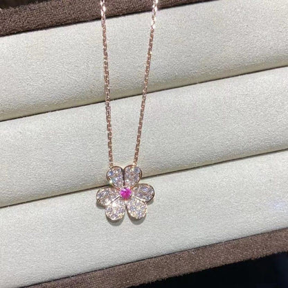 [GALE]FRIVOLE ROSE GOLD FLOWER DIAMOND NECKLACE