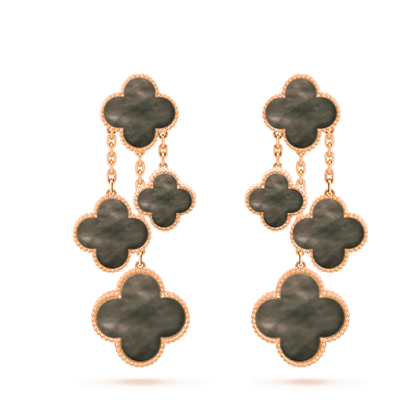 [GALE]CLOVER EARRINGS DARK MOP 4 MOTIFS ROSE GOLD