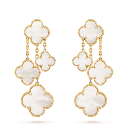 [GALE]CLOVER EARRINGS WHITE MOP 4 MOTIFS GOLD
