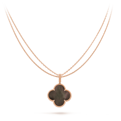 [GALE]CLOVER 25MM GOLD DARK MOP BIG CLOVER NECKLACE