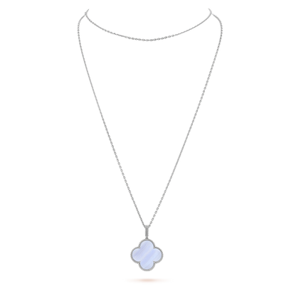 [GALE]CLOVER SILVER CHALCEDONY BIG CLOVER NECKLACE