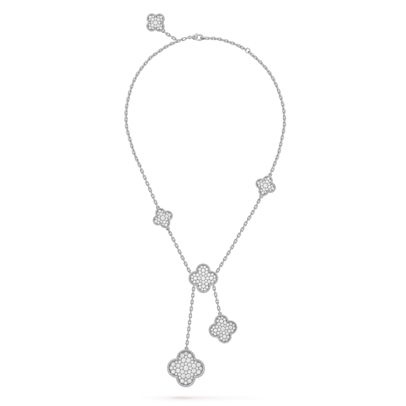 [GALE]CLOVER 5 MOTIFS SILVER DIAMONDS NECKLACE