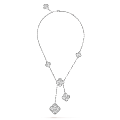[GALE]CLOVER 5 MOTIFS SILVER DIAMONDS NECKLACE