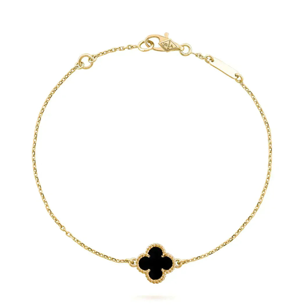 [GALE]CLOVER ONYX SINGLE FLOWER BRACELET