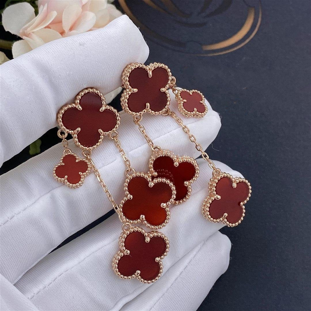 [GALE]CLOVER EARRINGS CARNELIAN 4 MOTIFS PINK GOLD